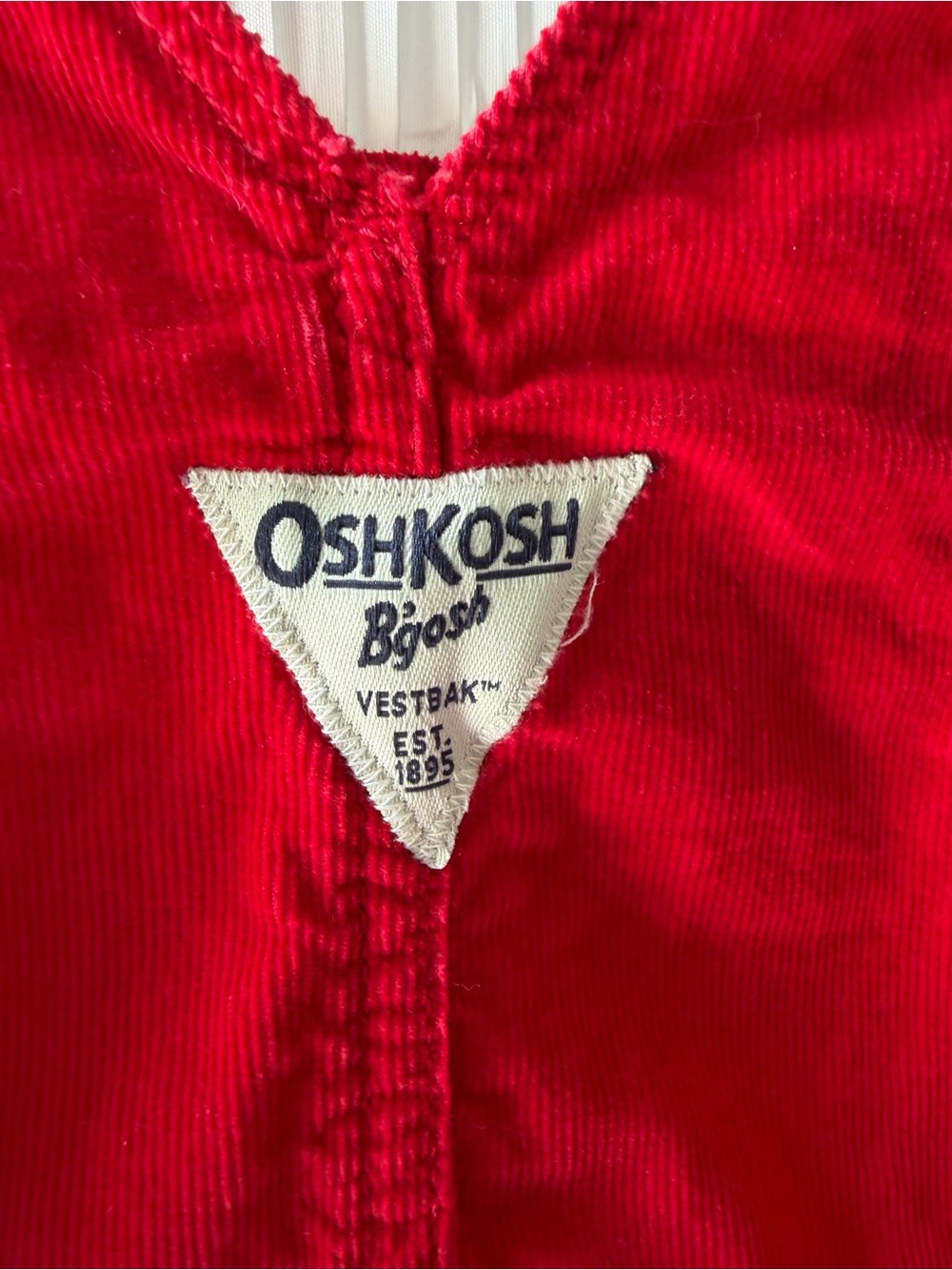 Vintage OshKosh B'gosh Vestbak Red Corduroy Overall Jumper Dress | Girls 24m - Picture 5 of 6